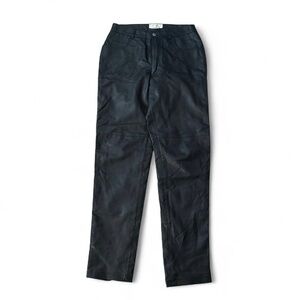Women's Black Leather Straight-Leg Pants